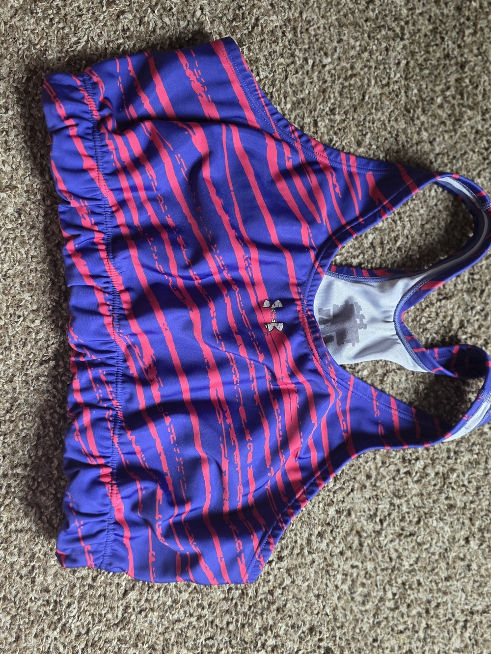 Under Armour Purple with Pink Stripe Racerback Sports Bra